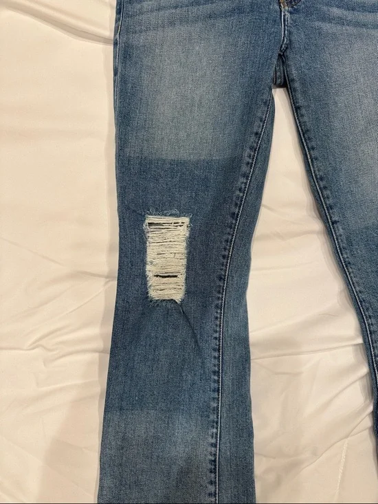 Derek Lam denim blue Distressed Patchwork Bootcut Jeans - Picture 5 of 6